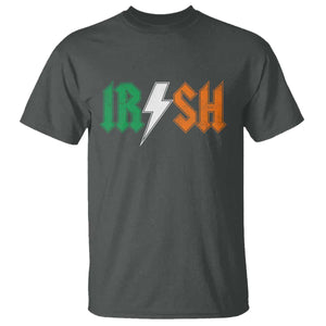 Funny Irish Rocker St Patricks Day Lightning Bolt Rock Music Lover T Shirt TS11 Dark Heather Print Your Wear