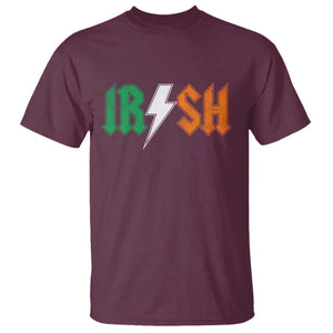 Funny Irish Rocker St Patricks Day Lightning Bolt Rock Music Lover T Shirt TS11 Maroon Print Your Wear