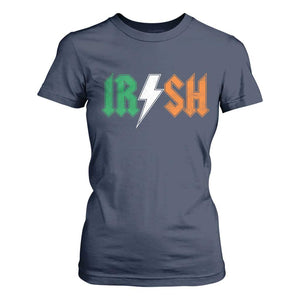 Funny Irish Rocker St Patricks Day Lightning Bolt Rock Music Lover T Shirt For Women TS11 Navy Print Your Wear
