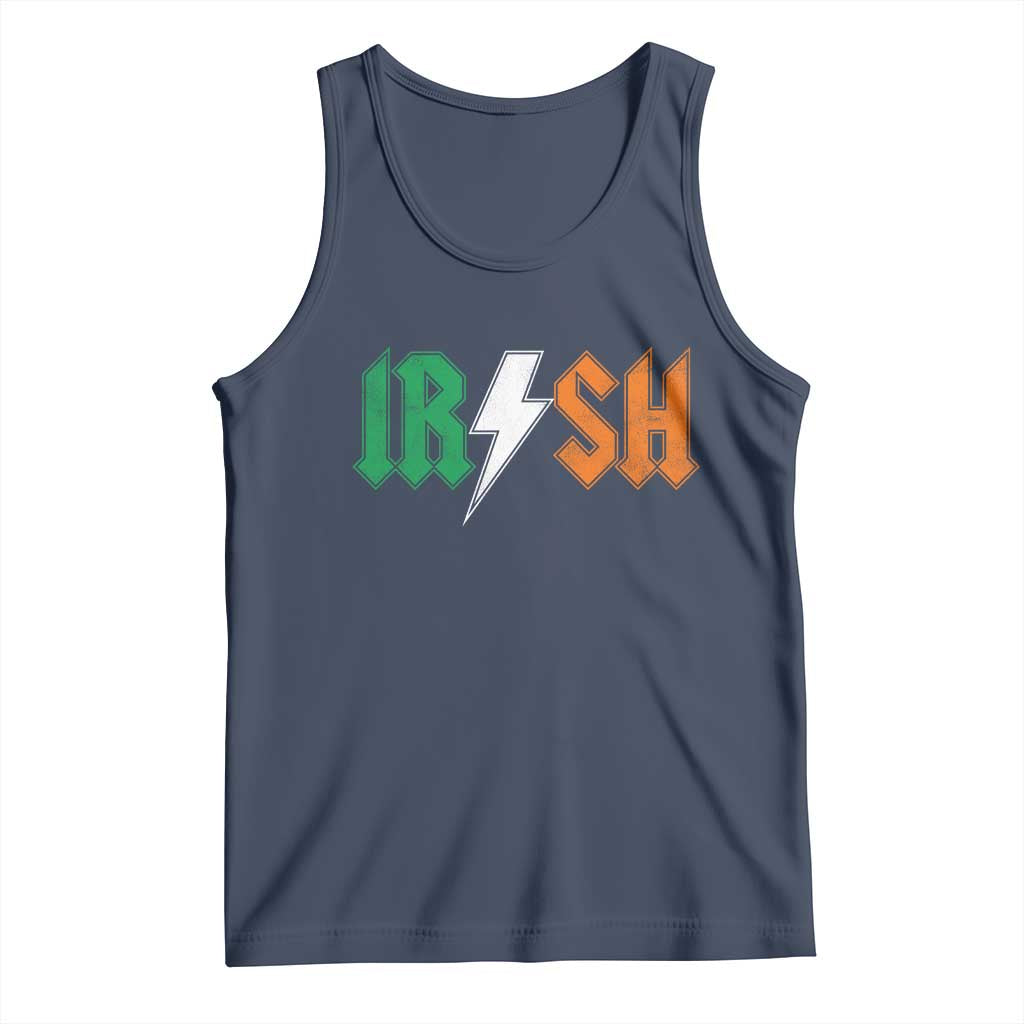 Funny Irish Rocker St Patricks Day Lightning Bolt Rock Music Lover Tank Top TS11 Navy Print Your Wear