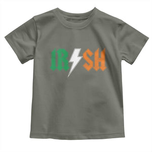 Funny Irish Rocker St Patricks Day Lightning Bolt Rock Music Lover Toddler T Shirt TS11 Military Green Print Your Wear
