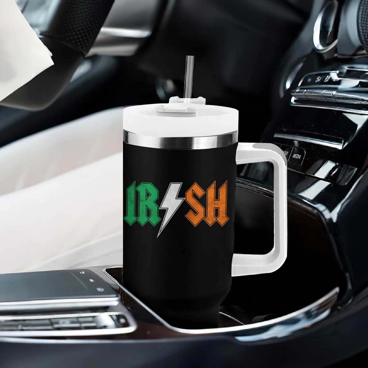 Funny Irish Rocker St Patricks Day Lightning Bolt Rock Music Lover Tumbler With Handle TS11 Print Your Wear