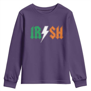 Funny Irish Rocker St Patricks Day Lightning Bolt Rock Music Lover Youth Sweatshirt TS11 Purple Print Your Wear