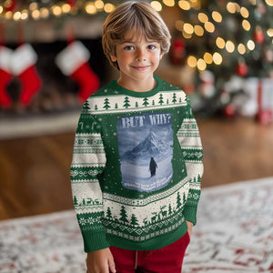 We Saw Him Heading Straight Towards The Mountain But Why Nihilist Penguin Ugly Christmas Sweater TS11 Forest Green Beige Print Your Wear