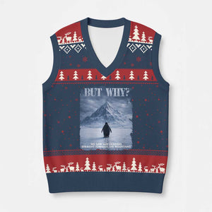 We Saw Him Heading Straight Towards The Mountain But Why Nihilist Penguin V-Neck Knit Sweater Vest TS11 Navy Red Print Your Wear