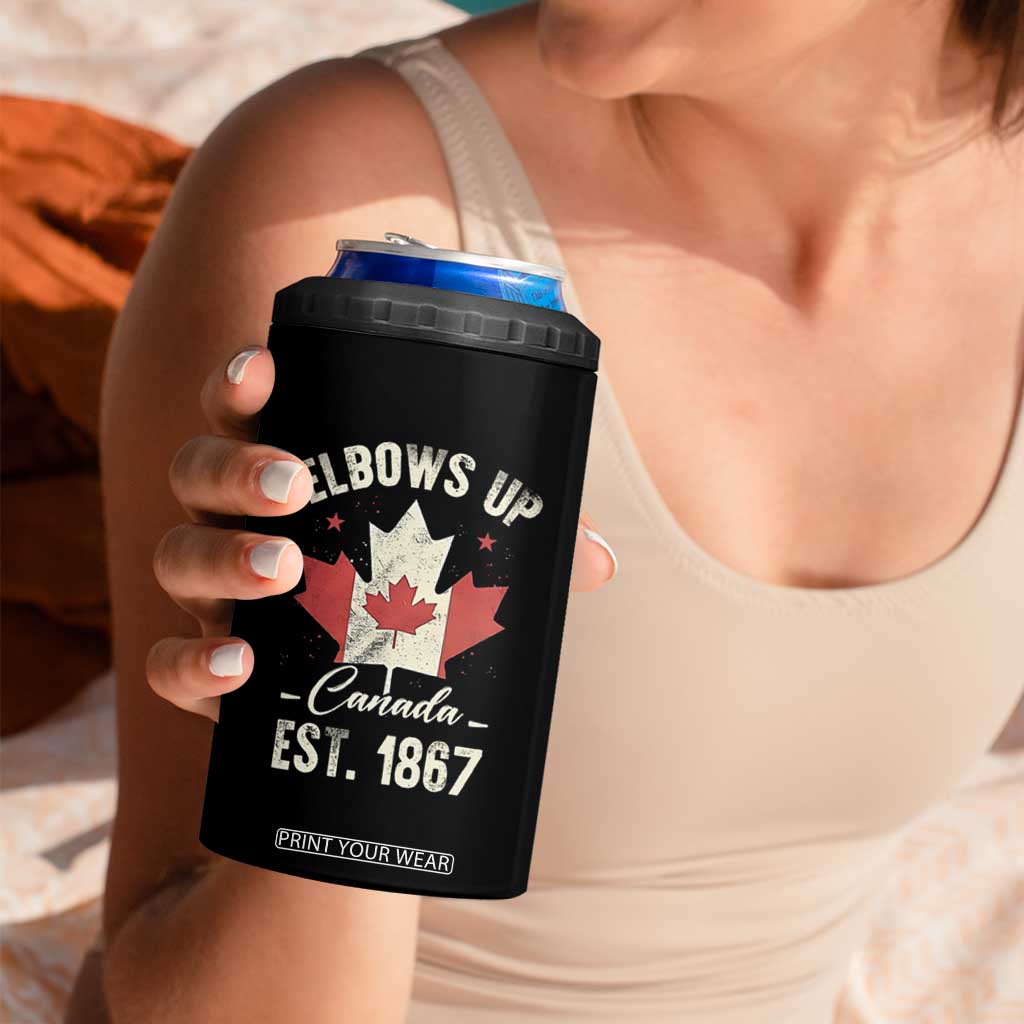 Elbows Up Canada EST 1867 4 in 1 Can Cooler Tumbler True North Strong and Free Proud Canadian Maple Leaf TS11 Print Your Wear