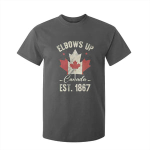 Elbows Up Canada EST 1867 T Shirt For Kid True North Strong and Free Proud Canadian Maple Leaf TS11 Dark Heather Print Your Wear