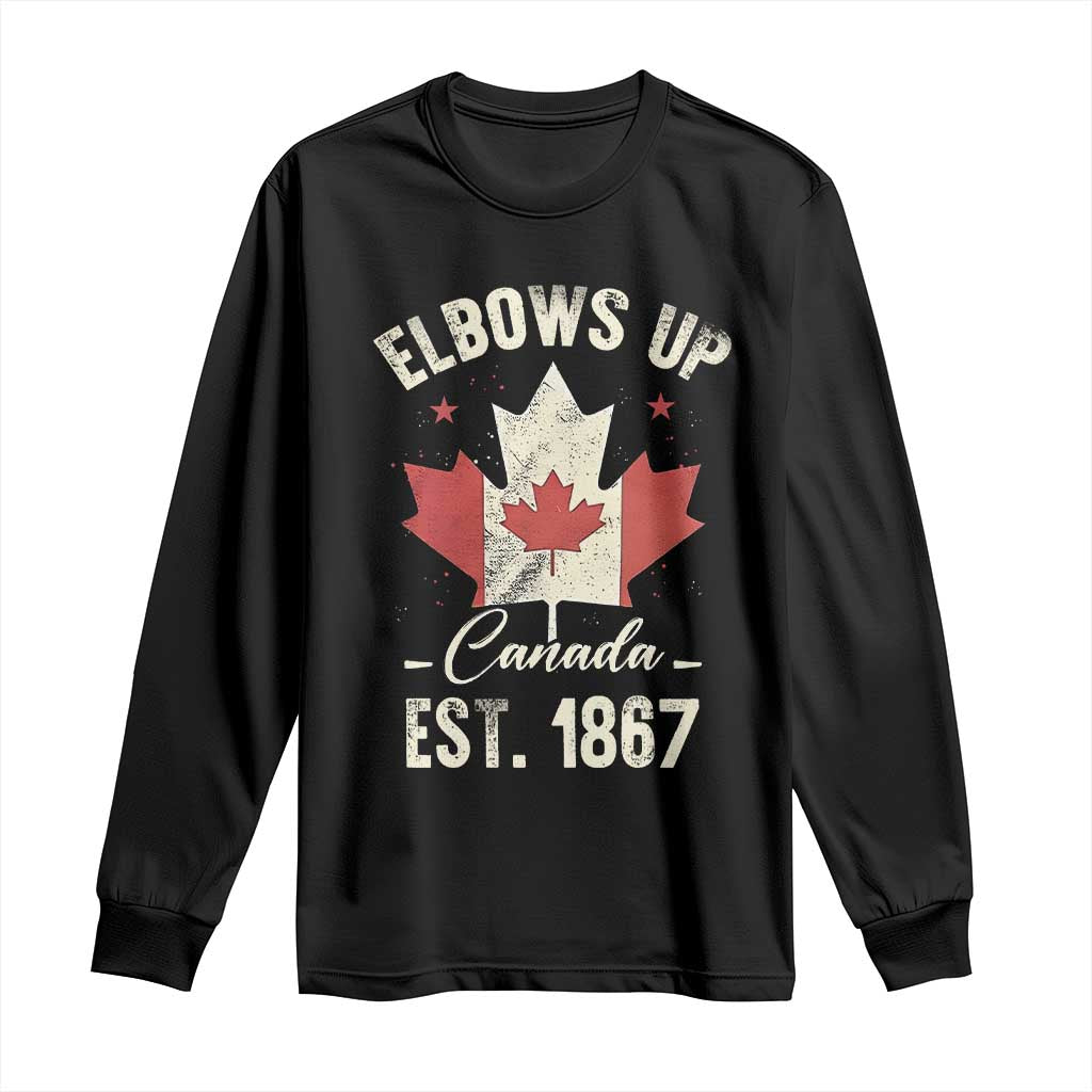 Elbows Up Canada EST 1867 Long Sleeve Shirt True North Strong and Free Proud Canadian Maple Leaf TS11 Black Print Your Wear