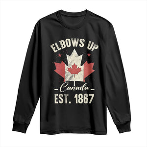 Elbows Up Canada EST 1867 Long Sleeve Shirt True North Strong and Free Proud Canadian Maple Leaf TS11 Black Print Your Wear
