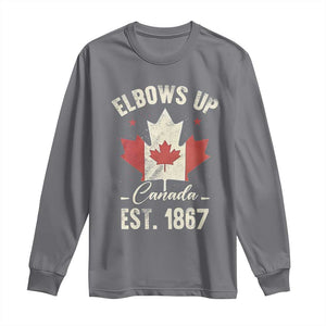 Elbows Up Canada EST 1867 Long Sleeve Shirt True North Strong and Free Proud Canadian Maple Leaf TS11 Charcoal Print Your Wear