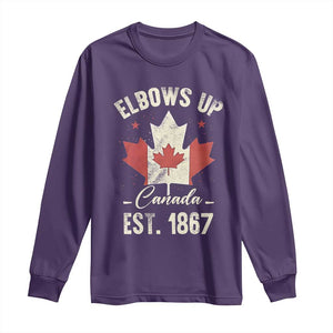 Elbows Up Canada EST 1867 Long Sleeve Shirt True North Strong and Free Proud Canadian Maple Leaf TS11 Purple Print Your Wear