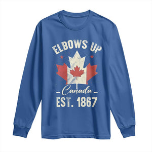 Elbows Up Canada EST 1867 Long Sleeve Shirt True North Strong and Free Proud Canadian Maple Leaf TS11 Royal Blue Print Your Wear