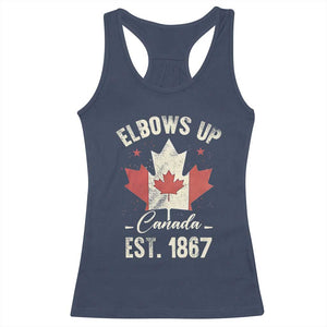 Elbows Up Canada EST 1867 Racerback Tank Top True North Strong and Free Proud Canadian Maple Leaf TS11 Navy Print Your Wear