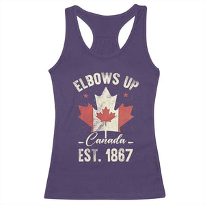 Elbows Up Canada EST 1867 Racerback Tank Top True North Strong and Free Proud Canadian Maple Leaf TS11 Purple Print Your Wear