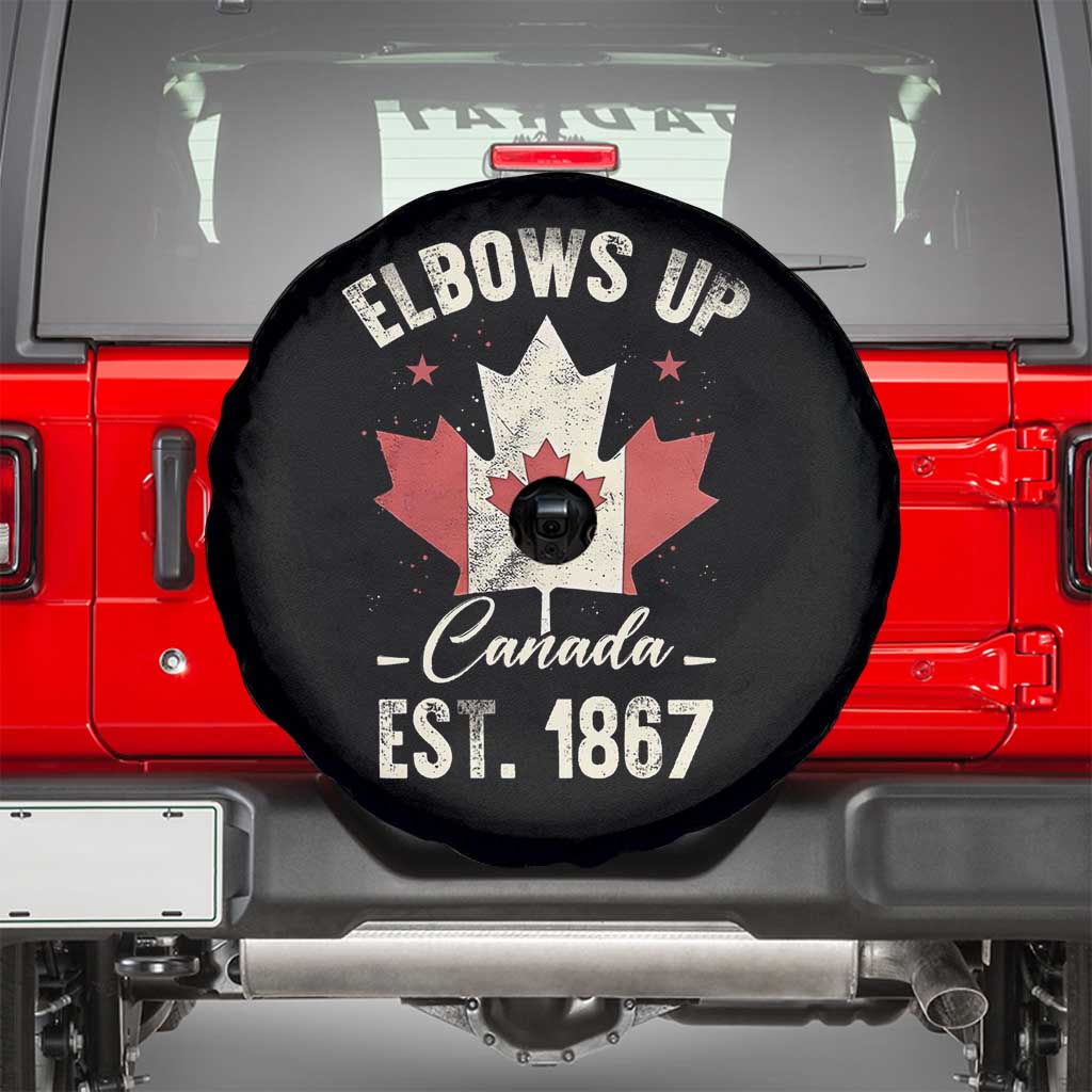 Elbows Up Canada EST 1867 Spare Tire Cover True North Strong and Free Proud Canadian Maple Leaf TS11 Black Print Your Wear