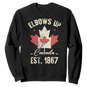 Elbows Up Canada EST 1867 Sweatshirt True North Strong and Free Proud Canadian Maple Leaf TS11 Black Print Your Wear