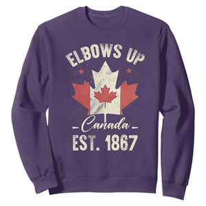 Elbows Up Canada EST 1867 Sweatshirt True North Strong and Free Proud Canadian Maple Leaf TS11 Purple Print Your Wear
