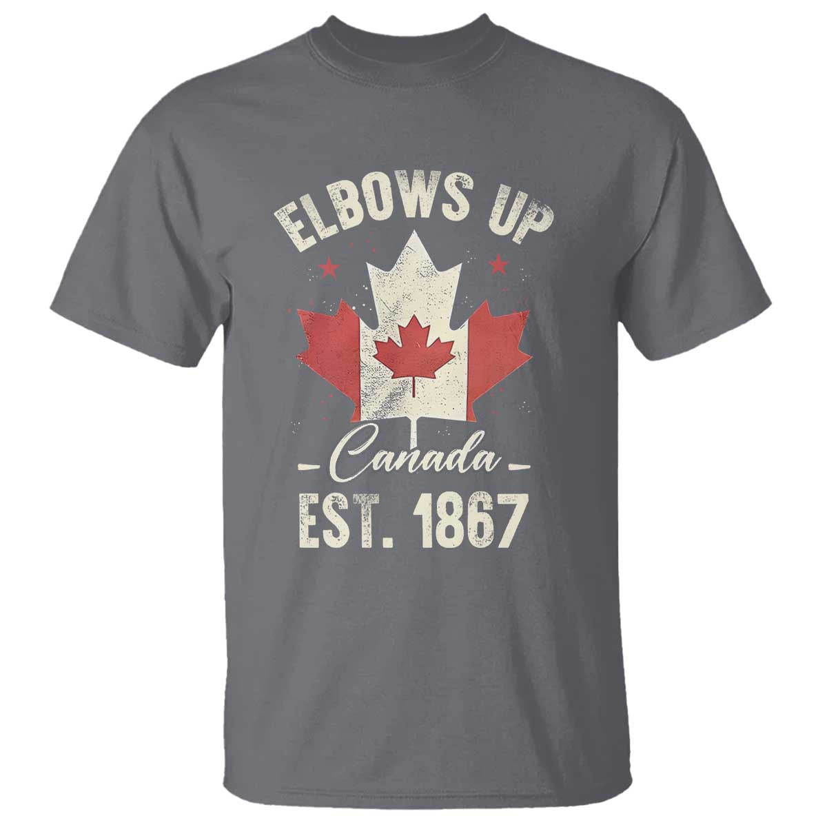 Elbows Up Canada EST 1867 T Shirt True North Strong and Free Proud Canadian Maple Leaf TS11 Charcoal Print Your Wear