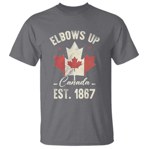 Elbows Up Canada EST 1867 T Shirt True North Strong and Free Proud Canadian Maple Leaf TS11 Charcoal Print Your Wear