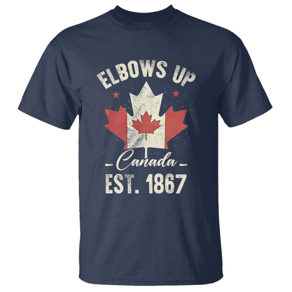 Elbows Up Canada EST 1867 T Shirt True North Strong and Free Proud Canadian Maple Leaf TS11 Navy Print Your Wear