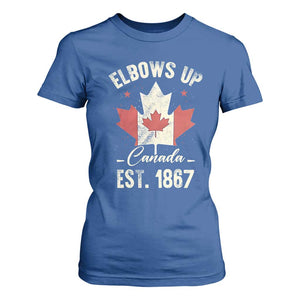 Elbows Up Canada EST 1867 T Shirt For Women True North Strong and Free Proud Canadian Maple Leaf TS11 Royal Blue Print Your Wear