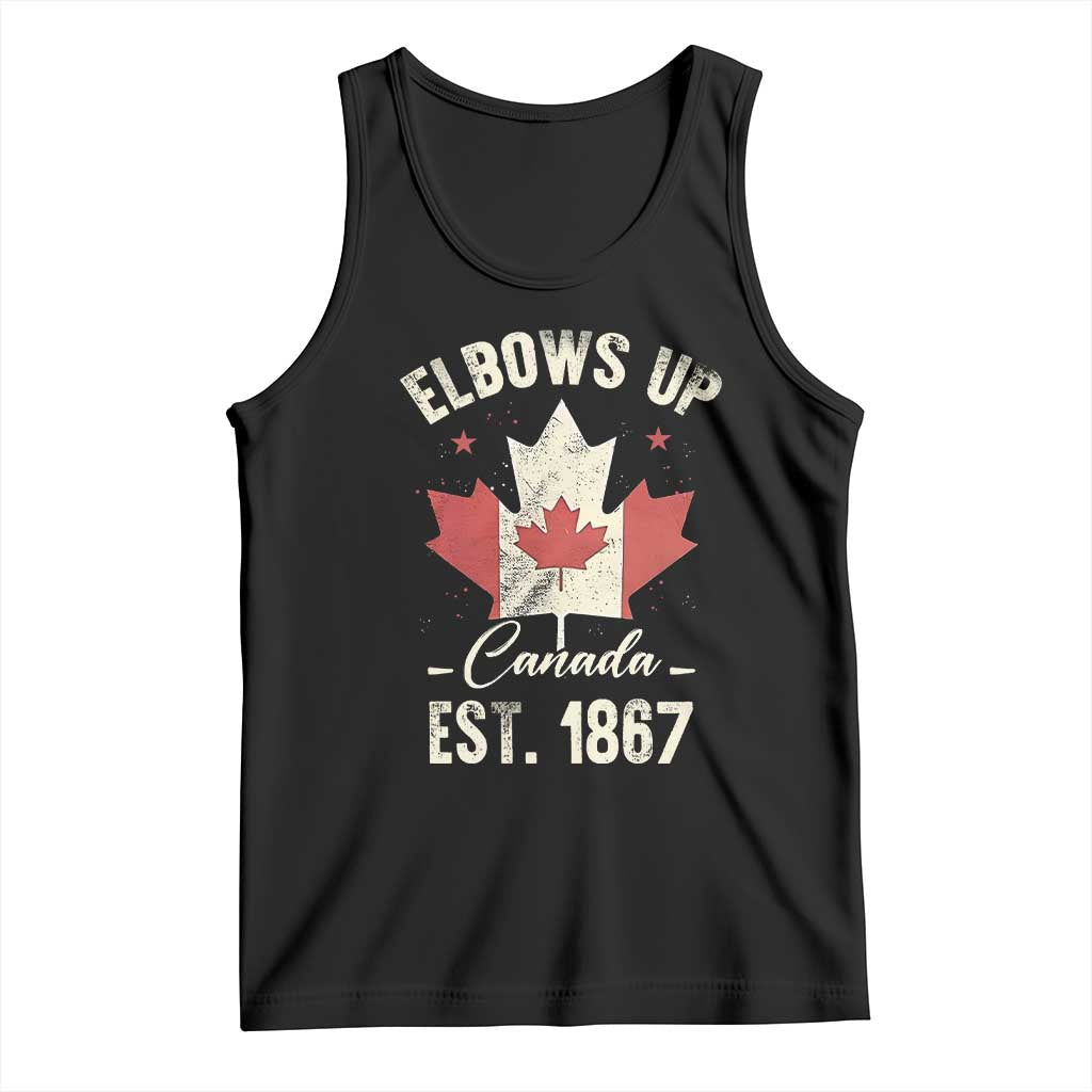 Elbows Up Canada EST 1867 Tank Top True North Strong and Free Proud Canadian Maple Leaf TS11 Black Print Your Wear