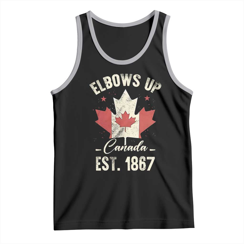 Elbows Up Canada EST 1867 Tank Top True North Strong and Free Proud Canadian Maple Leaf TS11 Black Athletic Heather Print Your Wear