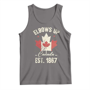 Elbows Up Canada EST 1867 Tank Top True North Strong and Free Proud Canadian Maple Leaf TS11 Deep Heather Print Your Wear
