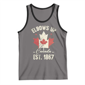 Elbows Up Canada EST 1867 Tank Top True North Strong and Free Proud Canadian Maple Leaf TS11 Deep Heather Black Print Your Wear