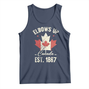 Elbows Up Canada EST 1867 Tank Top True North Strong and Free Proud Canadian Maple Leaf TS11 Navy Print Your Wear