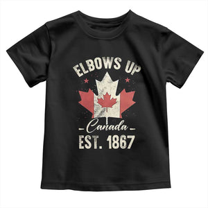 Elbows Up Canada EST 1867 Toddler T Shirt True North Strong and Free Proud Canadian Maple Leaf TS11 Black Print Your Wear