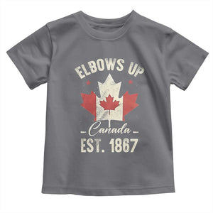 Elbows Up Canada EST 1867 Toddler T Shirt True North Strong and Free Proud Canadian Maple Leaf TS11 Charcoal Print Your Wear
