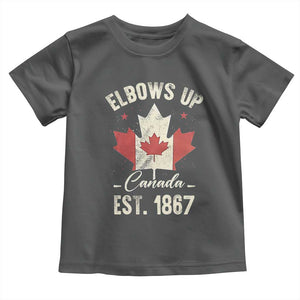 Elbows Up Canada EST 1867 Toddler T Shirt True North Strong and Free Proud Canadian Maple Leaf TS11 Dark Heather Print Your Wear
