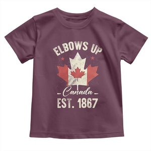 Elbows Up Canada EST 1867 Toddler T Shirt True North Strong and Free Proud Canadian Maple Leaf TS11 Maroon Print Your Wear