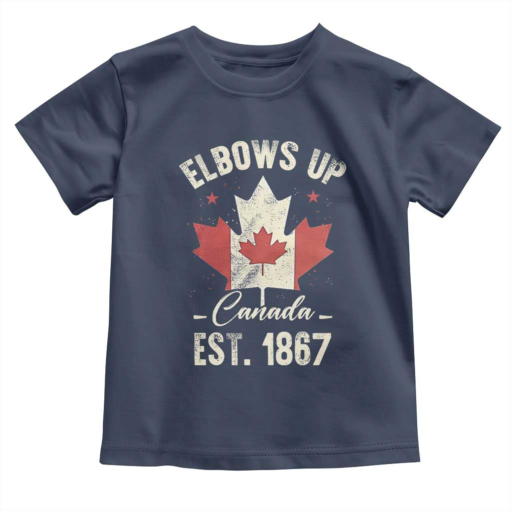 Elbows Up Canada EST 1867 Toddler T Shirt True North Strong and Free Proud Canadian Maple Leaf TS11 Navy Print Your Wear