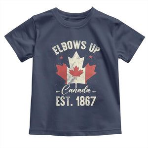 Elbows Up Canada EST 1867 Toddler T Shirt True North Strong and Free Proud Canadian Maple Leaf TS11 Navy Print Your Wear