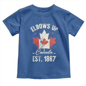 Elbows Up Canada EST 1867 Toddler T Shirt True North Strong and Free Proud Canadian Maple Leaf TS11 Royal Blue Print Your Wear