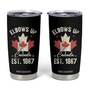 Elbows Up Canada EST 1867 Tumbler Cup True North Strong and Free Proud Canadian Maple Leaf TS11 Black Print Your Wear