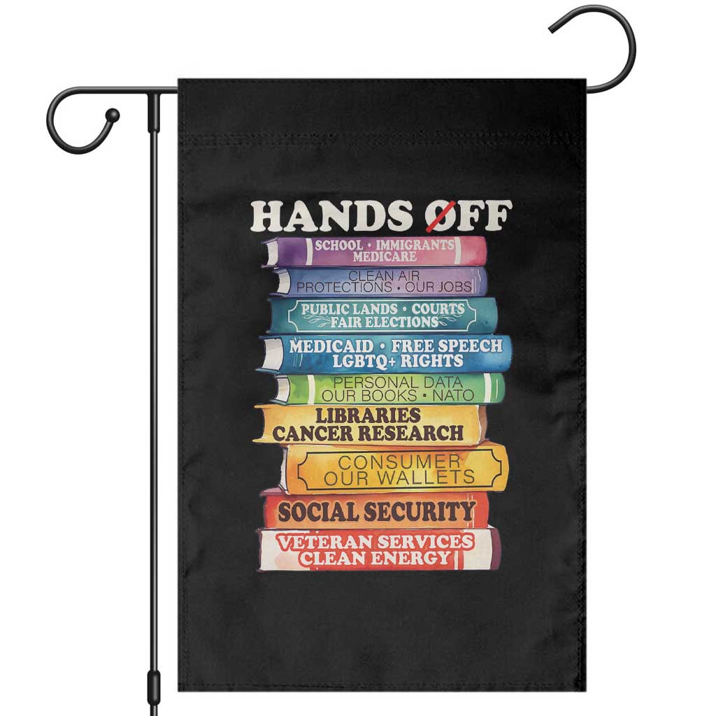 Hands Off Garden Flag Social Security And Medicare Protest Colorful Books TS11 Black Print Your Wear