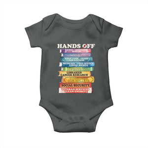 Hands Off Baby Onesie Social Security And Medicare Protest Colorful Books TS11 Dark Heather Print Your Wear