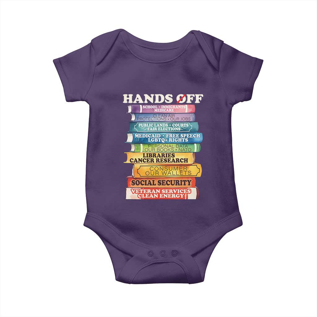 Hands Off Baby Onesie Social Security And Medicare Protest Colorful Books TS11 Purple Print Your Wear