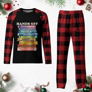 Hands Off Plaid Pajama Set Social Security And Medicare Protest Colorful Books TS11 Buffalo Plaid Print Your Wear
