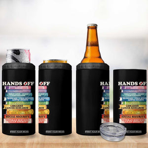 Hands Off 4 in 1 Can Cooler Tumbler Social Security And Medicare Protest Colorful Books TS11 Print Your Wear