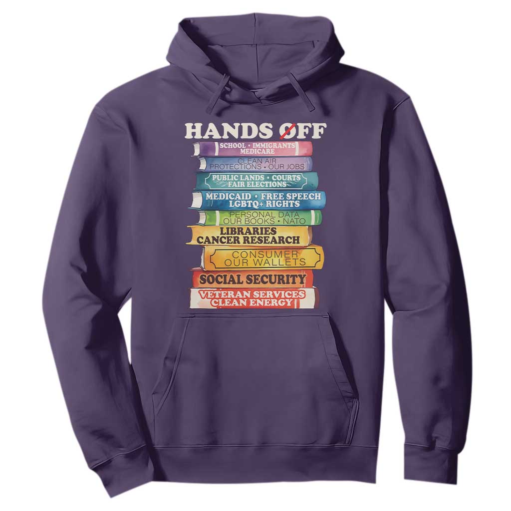 Hands Off Hoodie Social Security And Medicare Protest Colorful Books TS11 Purple Print Your Wear