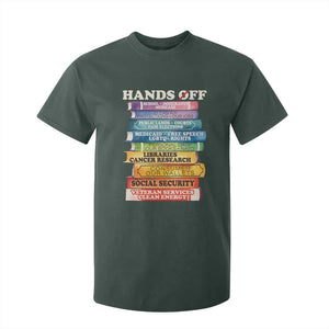 Hands Off T Shirt For Kid Social Security And Medicare Protest Colorful Books TS11 Dark Forest Green Print Your Wear