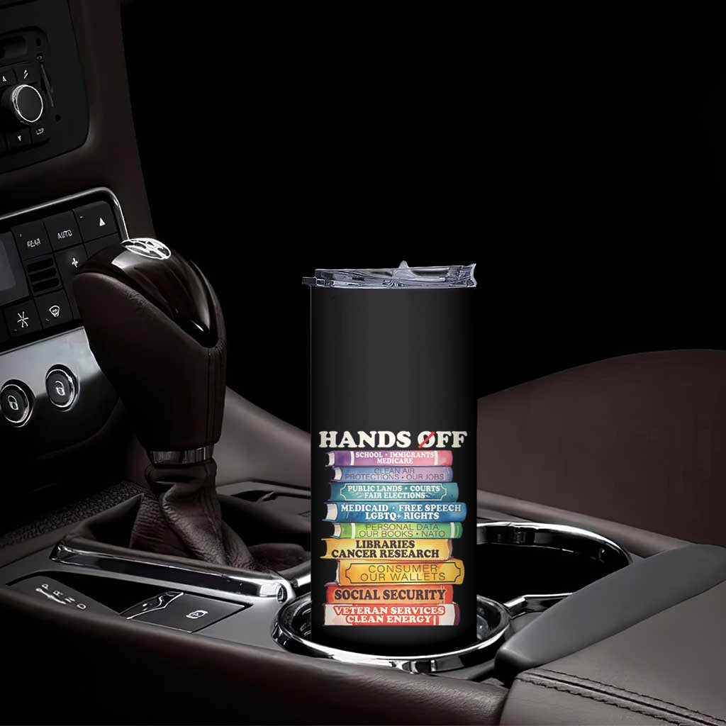 Hands Off Skinny Tumbler Social Security And Medicare Protest Colorful Books TS11 Print Your Wear