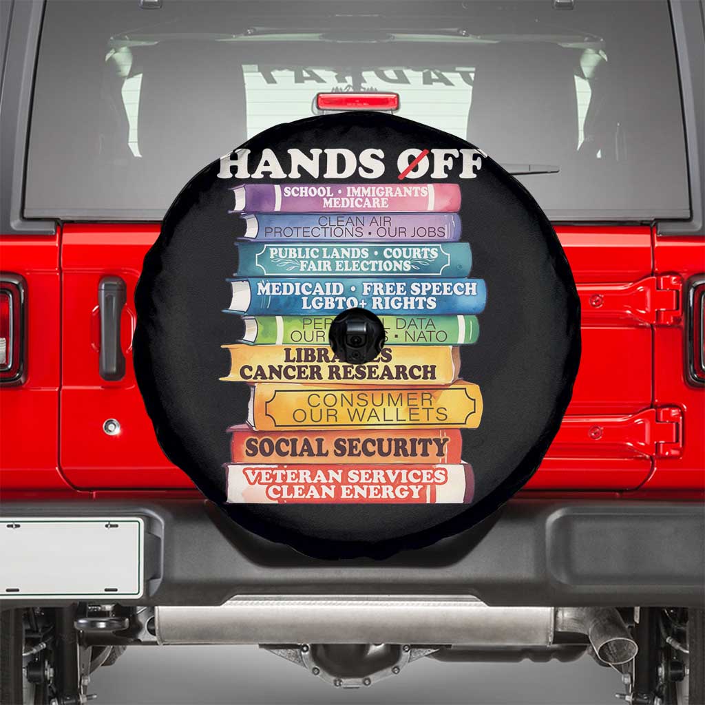 Hands Off Spare Tire Cover Social Security And Medicare Protest Colorful Books TS11 Black Print Your Wear