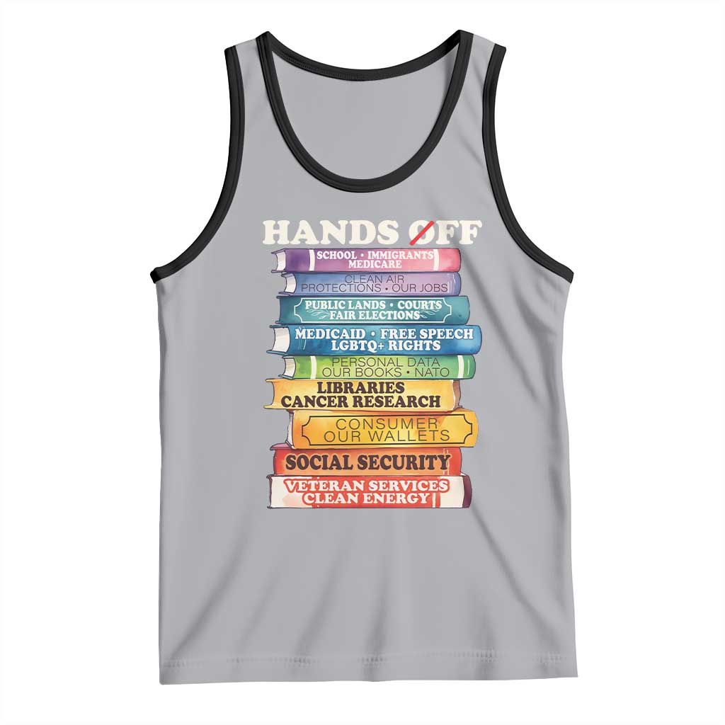 Hands Off Tank Top Social Security And Medicare Protest Colorful Books TS11 Athletic Heather Black Print Your Wear