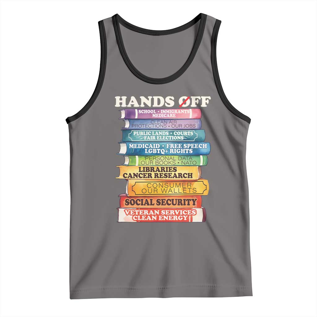 Hands Off Tank Top Social Security And Medicare Protest Colorful Books TS11 Deep Heather Black Print Your Wear