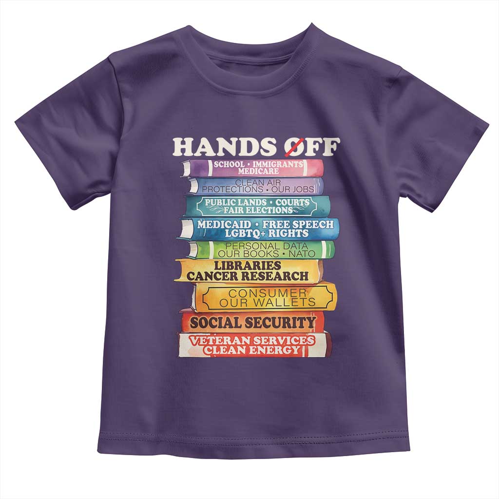Hands Off Toddler T Shirt Social Security And Medicare Protest Colorful Books TS11 Purple Print Your Wear
